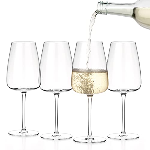 Luxbe - Crystal Red Or White Wine Glasses 17-Ounce, Set Of 4 - Handcrafted Red Or White Wine Glass - Professional Wine Tasting - 500Ml #TOP8