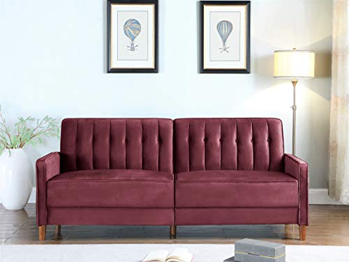 Container Furniture Direct Grattan Mid Century Velvet Uphostered Convertible Sofa Bed, Purple #TOP2