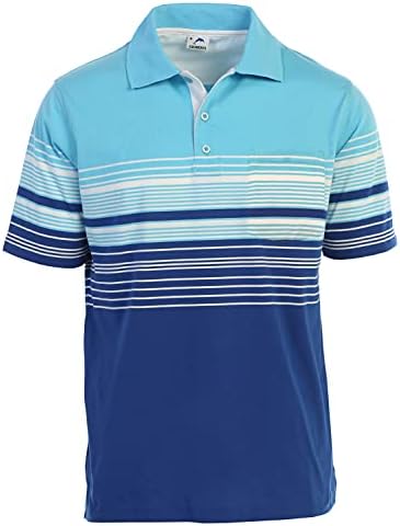 Gioberti Mens Slim Fit Striped Polo Shirt with Pocket, Blue, X-Large