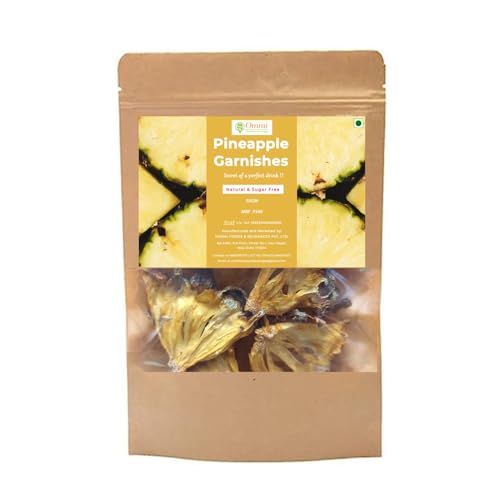 Image of Omrai Foods Dried Pineapple Slices Garnishes 50GM (Pack of 1) Dehydrated Pineapple Fruit Garnish for Cocktails,Mocktails,Detox Water,Tea | 100% Natural Air Dried Fruit Pineapple Slices for Decoration