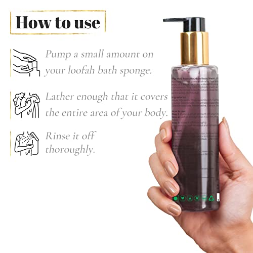 Image of Bourbon Body Wash with the Goodness of Glycerine & Avocado by Mintroots, Deeply Nourishing & Brightening Bodywash for Men & Women, Exfoliating Shower Gel For All Skin Type, Youthful Skin, 180ml