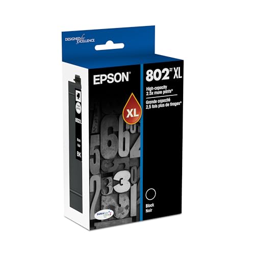 Image of Epson 802 DURABrite Ultra Ink High Capacity Black Cartridge (T802XL120-S) Works with Workforce Pro WF-4720, 4730, 4734, 4740 (Pack of 12)