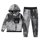 W JIANWANG Trainingsanzug Kinder Jungen Jogginganzug Sportanzug Hoodie Und Jogging Hose Tracksuit Sportbekleidung Set 2pcs Grau 002-6-7