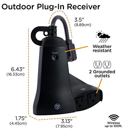Mytouchsmart Wireless Programmable Outdoor / Indoor Digital Timer With Remote, Plug-In, 2 Outlets Grounded, 2 Custom On/Off Times,24 Hour Countdown,3 Daily Preset Options,Backlit Display,35167,Black #TOP2