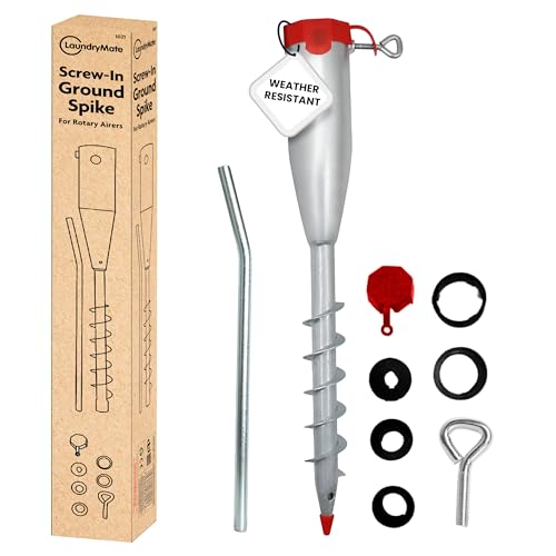 Laundry Mate Washing Line Spike Includes Closure Cap Heavy Duty Rotary Airer Washing Line Ground Spike Fits 24,38,42,50,56 MM Poles Durable & Secure (Silver)