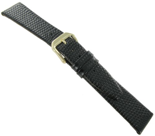 14mm Kreisler Black Lizard Grain Genuine Leather Ladies Watch Band Regular