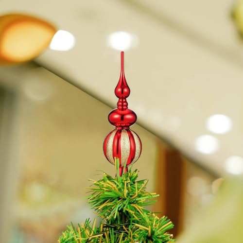 Christmas Tree Topper Shiny Xmas Tree Finials Hand-Painted Treetop Plastic Season Decorations, Beautiful, Classic Christmas Ornaments 9.05 x 2.63 Inches Red by ARTIBETTER - Image 7