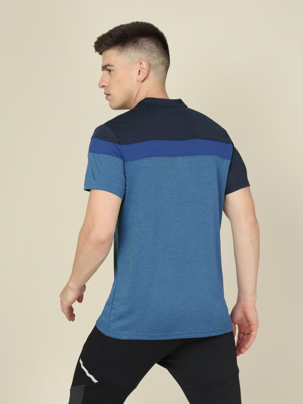 Image of TECHNOSPORT Men's Polo Neck Colorblock Half Sleeve T-Shirt - (MTP741 PRNT)