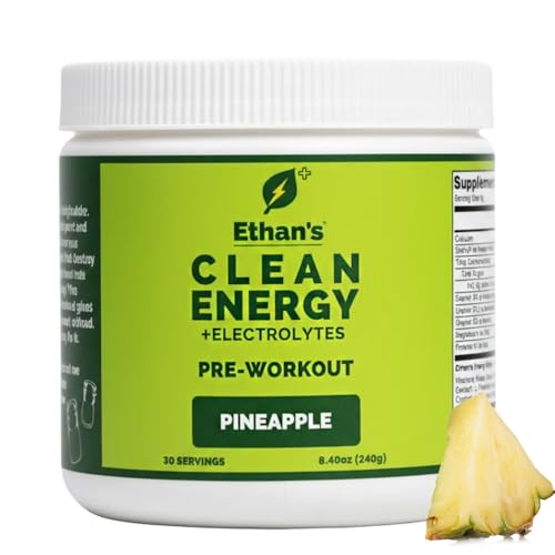Image of Ethan's Feel Good Pre-Workout & Hydration Drink Mix, 200mg Plant-Based Caffeine, Electrolytes & Adaptogens, Vegan Organic, Pineapple, 30 Servings