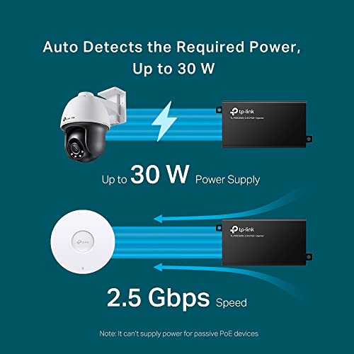 Image of TP-Link Omada 2.5GE PoE+ Injector | Non-PoE to PoE Adapter | 802.3at /af Compliant | Up to 30W | Wall Mountable | Plug&Play | Up to 100m(328 ft) | UL Certified(POE260S)