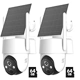 2Pack 4G LTE Cellular Solar Security Camera Wireless Outdoor, No WiFi Solar Powered Camera, 2K 360° Live View, 2 Way Talk, Color Night Vision, PIR Motion Sensor, Built-in SIM Card,SD/Cloud Storage