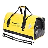 WILD HEART wasserdichte Reisetasche PVC500D Doppelboden mit Seil und Innentasche 40L 66L 100L Für Kajak,Camping,Bootfahren,Motorrad(100L,Gelb