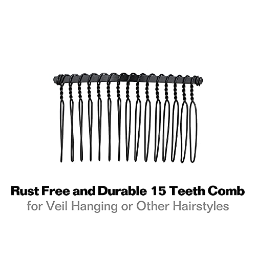 30 Pack Bulk 15 Teeth Silver Gold Black Metal Side Hair Combs Wire Twist Slide Hair Clips Wedding Bridal Veil Combs Decorative Headpiece French Twist Updo Bun Holder Accessories For Women (Black) #TOP3