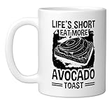 Avocado Toast Vegan Vegetarian Guac Guacamole Healthy Eating Ceramic Mug, White