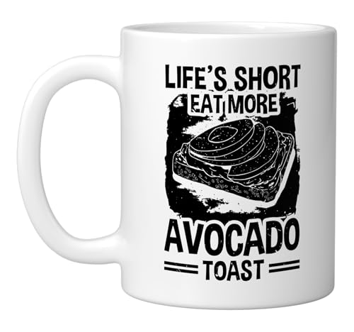 Avocado Toast Vegan Vegetarian Guac Guacamole Healthy Eating Ceramic Mug, White