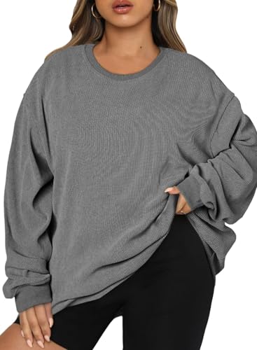 Image of Eytino Women Plus Size Sweatshirt Oversized Crew Neck Long Sleeve Tops | Fall Fashion Clothes 2026, Oversized Sweat Shirt, Soft Comfy Pullover, Travel Casual Work Lounge Daily Outfit