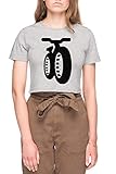 Perfekte Qualität Fatbike Damen Bauchfreies Crop T-Shirt Tee Grau Women\'s Grey Crop T-Shirt
