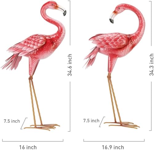 image for Kircust Flamingo Garden Statues and Sculptures, Metal Birds Yard Art O
