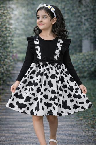 Image of Buy & Try by Dharmikaay Girl's Lycra Floral Printed Frock Dress for Girls Short Frock Baby Princess Western Dresses| Stylish Fancy Kids Clothing for New Year, Fashion.