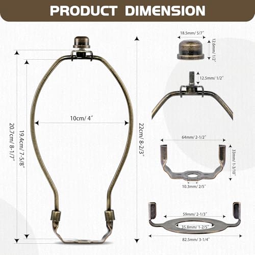 Lamp Shade Harp, Antique Brass Lamp Harp Frame Lampshade Bracket, Detachable Shade Holder for Floor or Table Light (Bronze, 8-Inch) by GooChan - Image 2