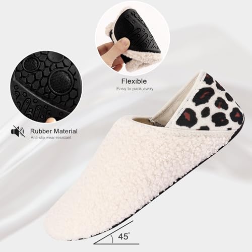 DOMMARE House Slippers for Men Women Indoor, Bedroom Shoes Warm Barefoot Socks, Foam Lining Slip-On Elastic Closed Non-Slip Travel Loafer Slippers4