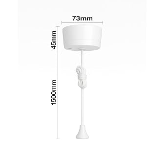 White Ceiling Pull Cord Switch 10A – Round 1 Way Light Switch with Long Pull Cord, Ceiling Mounted Bathroom & Toilet Light Switch