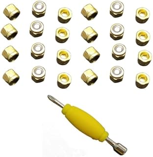 LEEFAI 24 Pcs Gold Fingerboard Self Lock Nuts-Upgraded Nylon Insert-Included Screwdriver Tool