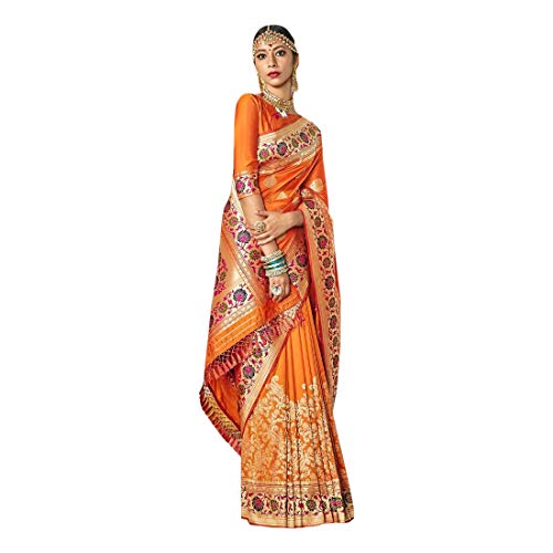 Pinkkart Yellow Bollywood Designer Silk Bridal Wedding Saree Sari Blouse Indian Zari Women Dress Festive 8384 â€¦