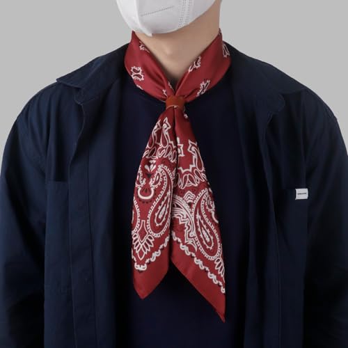Image of 27.5 Inches Square Silk Feeling Neck Scarf for Men Necktie Silk Bandanas Pocket Square Cowboy Scarves