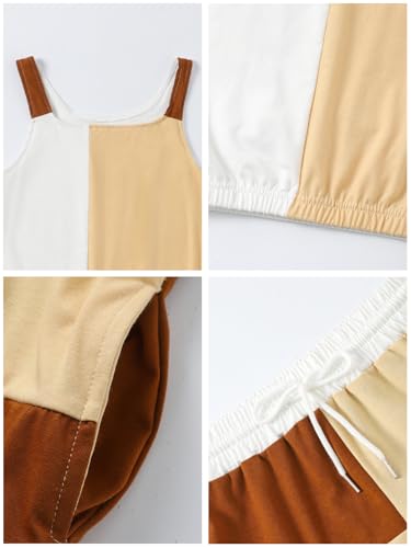 Image of Size 7-14Y Girls Clothes 2 Piece Outfits Striped Tank Top Drawstring Shorts Teen Girls Summer Clothing Sets