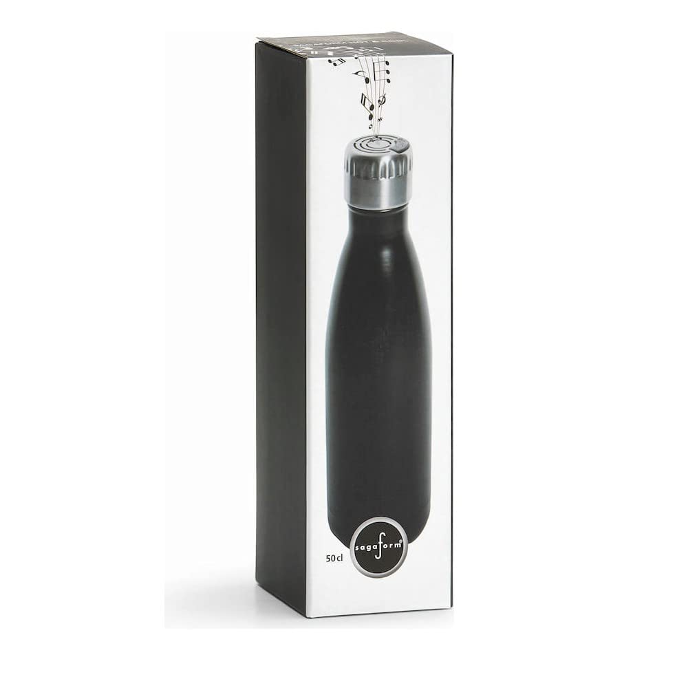 Sagaform Thermosflasche mit Lautsprecher in der Farbe: Schwarz, aus Edelstahl hergestellt, Maße: 7x26 cm, Fassungsvermögen: 500 ml, 5018061