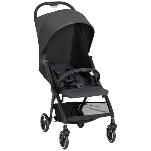 AIYAPLAY Cochecito de Bebé, Silla de Paseo Plegable con Respaldo y Reposapiés Ajustables, Capota, Cesta de Almacenaje, Compacto con Una Sola Mano, desde el Nacimiento hasta los 3 Años (15kg), Gris