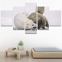 SIGNWIN 5 Panel Canvas Wall Art Animals Deer Modern Artwork for Home Decorations Ready to Hang - 60