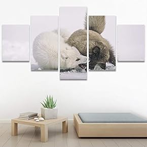 SIGNWIN 5 Panel Canvas Wall Art Animals Deer...