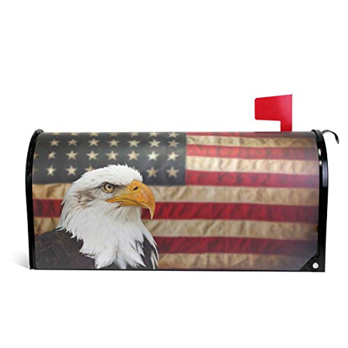 senya Magnetic Large Mailbox Cover Bald Bird with American Flag, Oversized
