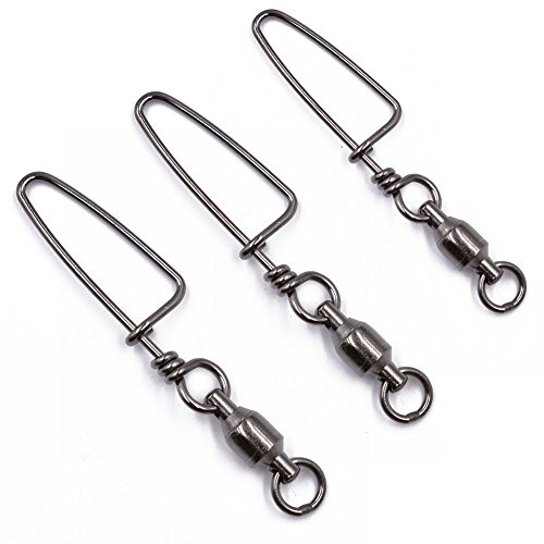 10Pcs Emerillons roulements à Billes avec Anneaux Soudés et Agraphes Coastlock en Acier Inoxydable Taille de 1#~8# Fishing Swivels and Snaps (Taille 1+1 30LB 10pcs) Cover