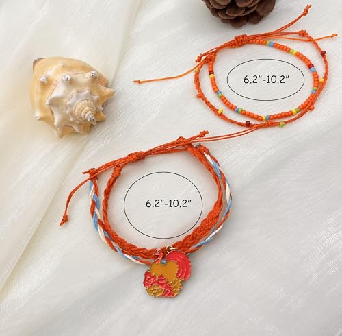 Image of Beach Summer Ankle Bracelet for Women Handmade Braided Adjustable String Anklets Waterproof Surfer Bracelet