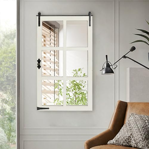 Farmhousewalldecormirrorwhitebarndoorwoodwindowframepanelmirrorforlivingroombedroomhomeoffice Urban Country Home Decor Farmhouse wall decor mirror white barn door wood window frame panel mirror for living room bedroom home office urban country home decor