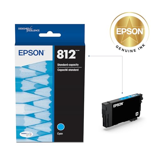 Image of Epson T812 DURABrite Ultra Ink Standard Capacity Cyan Cartridge (T812220-S) for Select Workforce Pro Printers (Pack of 2)