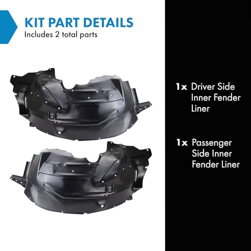 Image of TRQ Driver and Passenger Side Inner Fender Liner Set Compatible with 1999-2004 Ford F-250 Super Duty F-350 Super Duty 2000-2003 Ford Excursion RWD