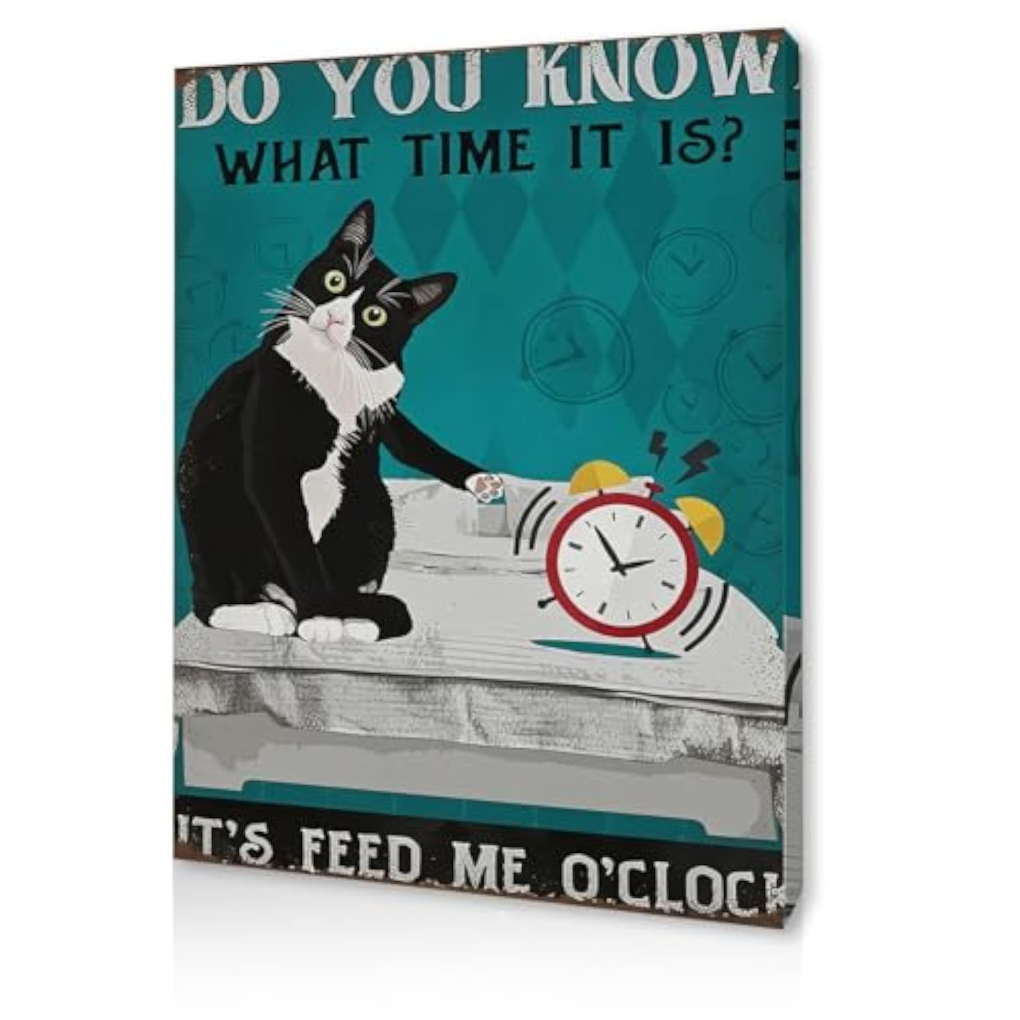 Funny Cat Canvas Wall Art with Hooks