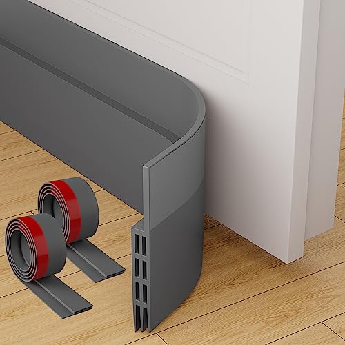 Burlete Puerta Entrada, MARICATO 2 Piezas Burlete Puerta Exterior Autoadhesivo Insonorización, Protección Contra el Frío y Sellado (Gris), 200 cm x 5 cm)
