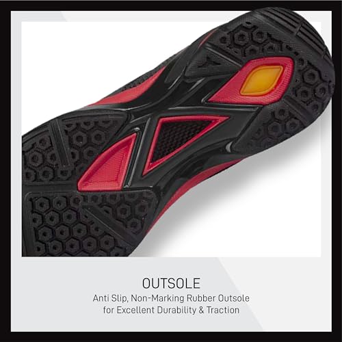 Image of Apacs Champ 303 (CP-303-XY) Non-Marking Professional Badminton Shoes | Ideal for Indoor Games (Badminton, Tennis, Volleyball, Squash) Durable | Super Stable | Hi-Comfy Badminton Shoe Grey Red (UK 7)