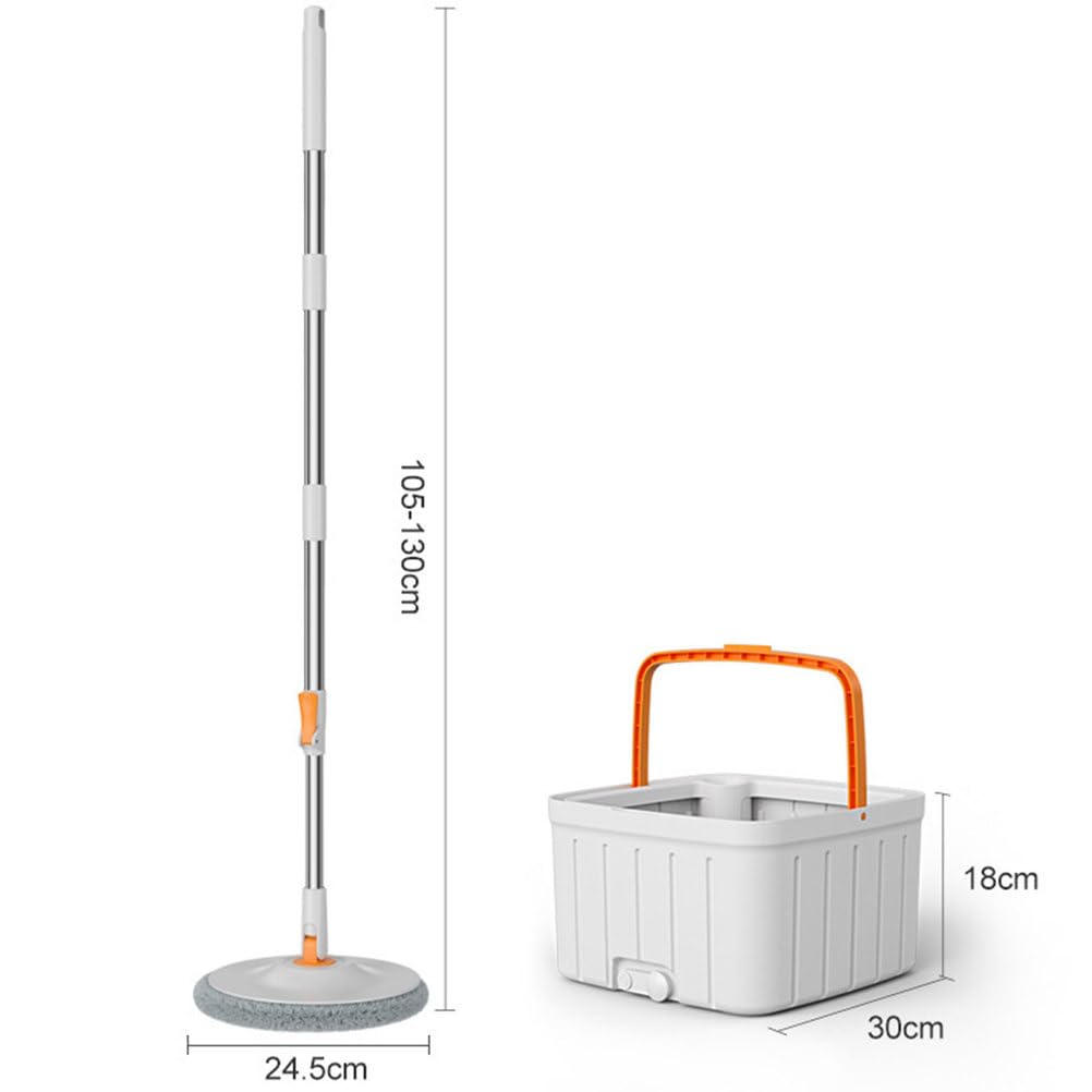 Fregona giratoria y Cubos con Juegos de escurridor, diseño de Doble Compartimento, 6 recambios de mopas de Microfibra y 2 Postes Ajustables, Kit Completo de Limpieza de Suelos