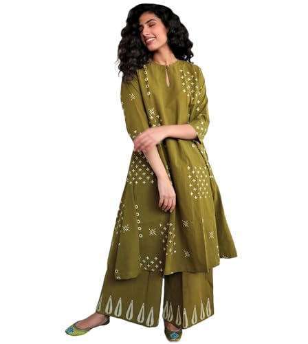 Image of GoSriKi Women Kurta Set | Rayon Viscose Printed A Line Kurta with Pant | Ethnic Wear for Women | Indian Casual Office Daily Summer Outfit