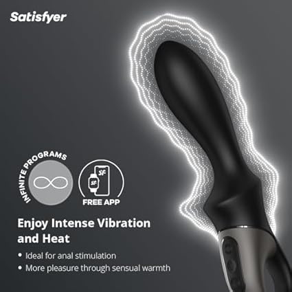 Satisfyer, vibrador anal con Bluetooth, Heat Climax Connect App, 20,5 cm, con app, con función de calor, de silicona