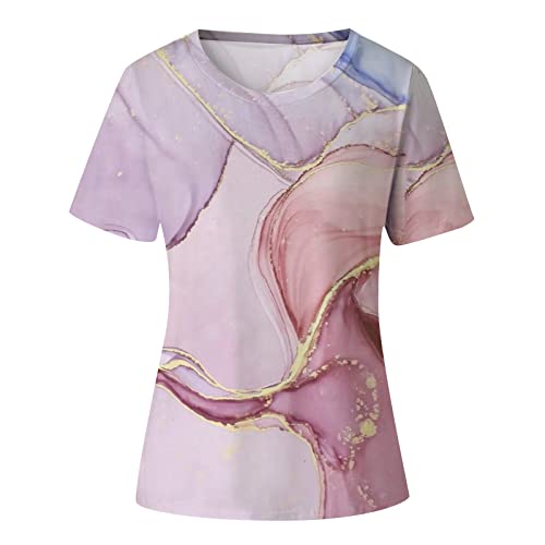 Easter Shirt Women Tops For Women Dressy Casual Tee Tops Short Sleeve Round Neck Regular Fit Shirt Tops Stylish 2023 Lounge Shirt(Pink,M) #TOP1