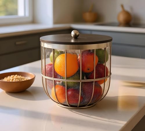 Generic Metal Fruit Basket with Lid, Silver, Large - Image 5
