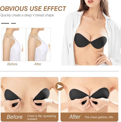 Image of queensecret Adhesive Bra, Push up Strapless Self Adhesive Bra, Invisible Silicone Bra for Backless Dress