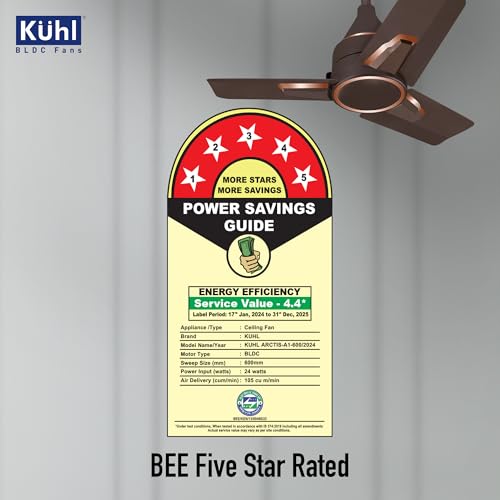 Image of KUHL Arctis A1 600 mm BLDC 65% Power Saving BLDC Ceiling Fan With Remote | BEE 5 Star Rated & ISI Marked | High Air Flow | 5 Year Brand Warranty on Motor | Espresso